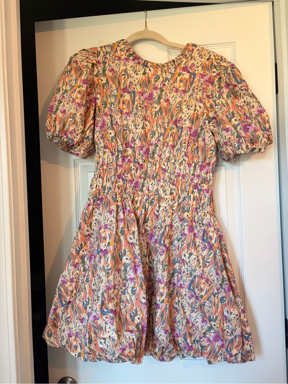 Floral Puff Sleeve Bubble Hem Dress